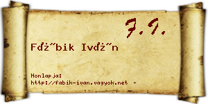Fábik Iván névjegykártya